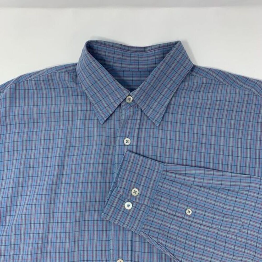 Bugatchi Uomo Men's light blue plaid Size Large Shirt‎